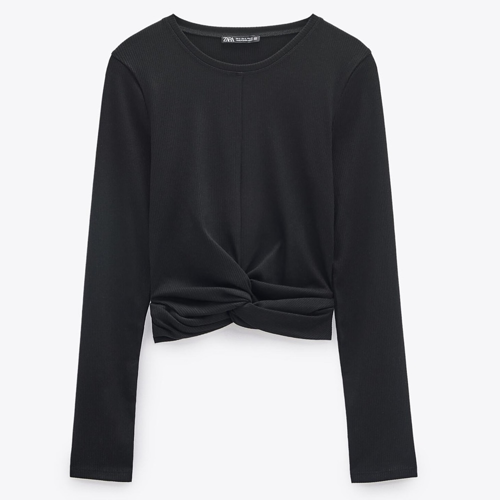 ZARA - Knotted Hem Long Sleeve Shirt - BRAND NEW - NWT - NEVER WORN BEFORE!